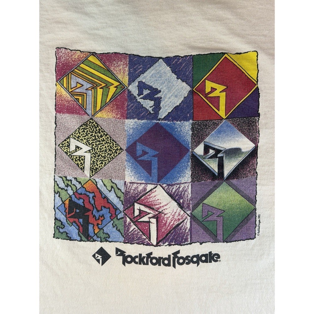 Vintage 1993 Rockford Fosgate Car Audio Speakers Promo Graphic Shirt Size XXL